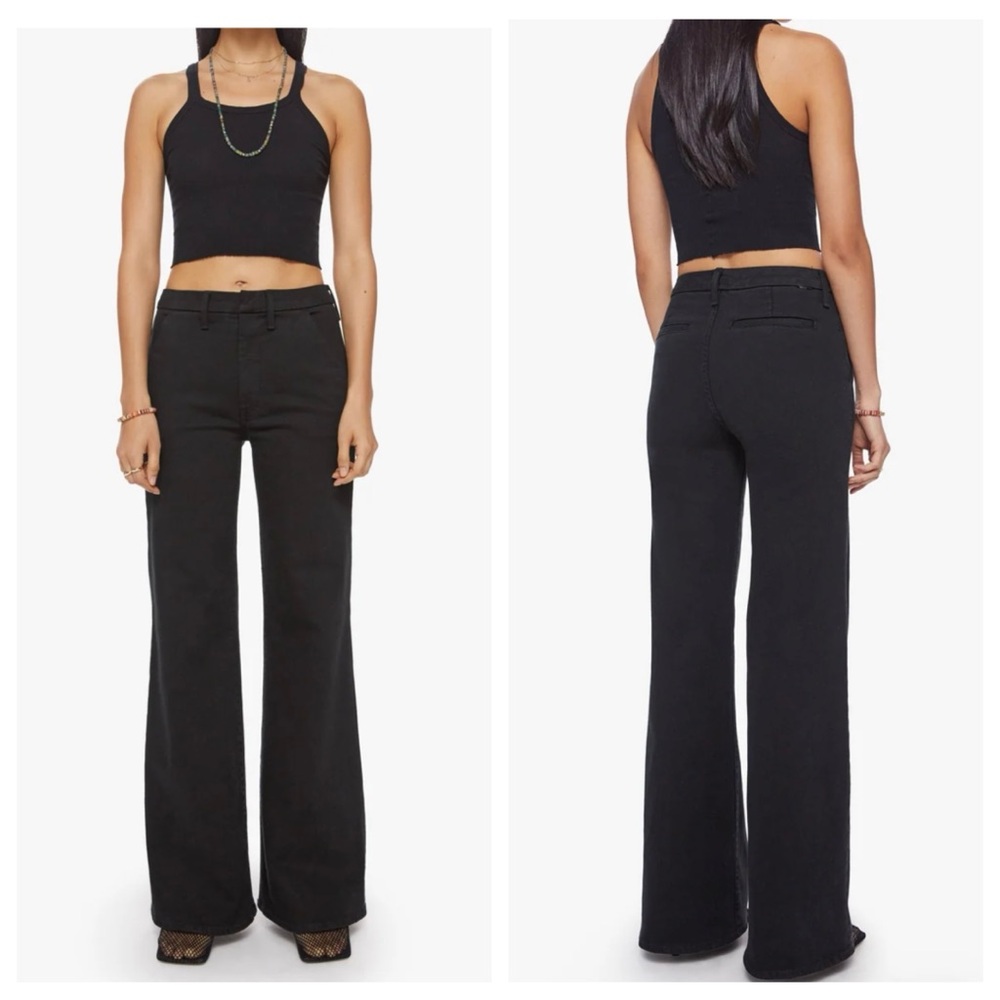 MOTHER *pre-tailored length* The Roller Prep in Pitch Wide Leg Trouser Jeans 29